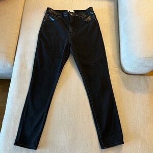 Abercrombie & Fitch Black Jeans with Leather Accents, Size 30